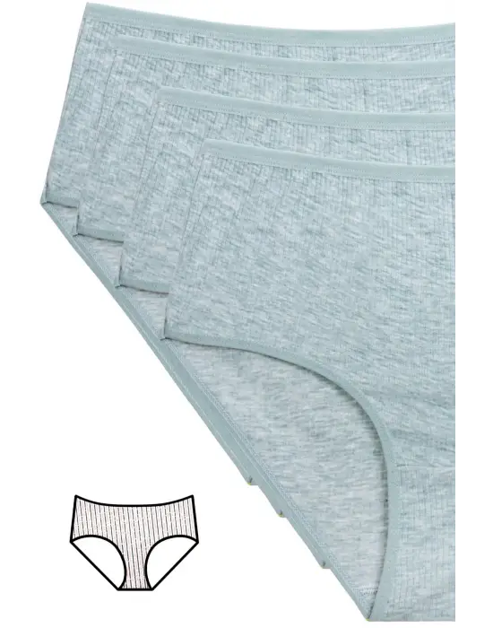 Omarı Yüksek Bel Fitilli Ribana Bato Külot Yeşil