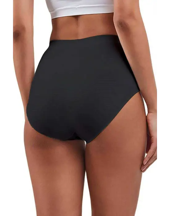 Omarı Yüksek Bel Dikişsiz Slip Külot Siyah Etkisiyle Şık Görünüm