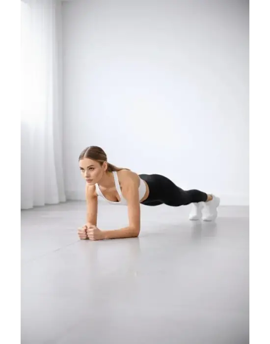 Yüksek Bel Toparlayıcı Likralı Düz Sporcu Tayt - Siyah