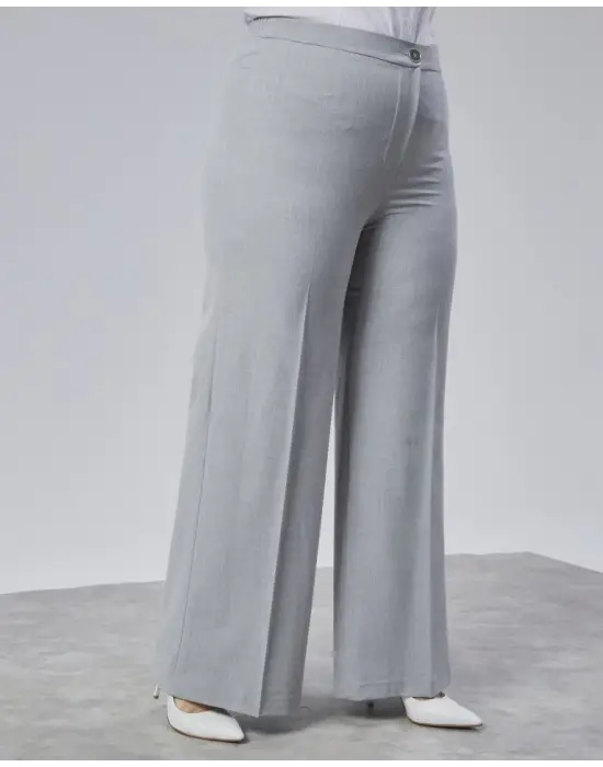 Omarı Esnek Bel Detaylı Battal Pantolon