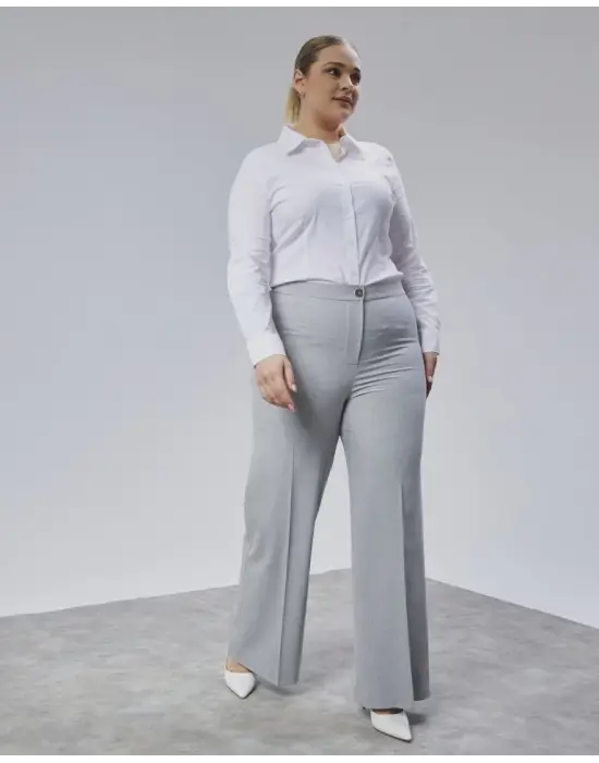 Omarı Esnek Bel Detaylı Battal Pantolon