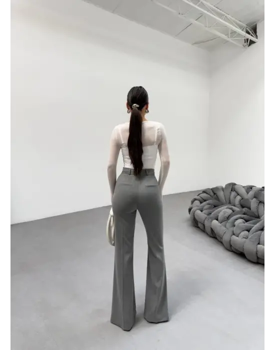 Omarı Esnek Viskon Ispanyol Paça Pantolon