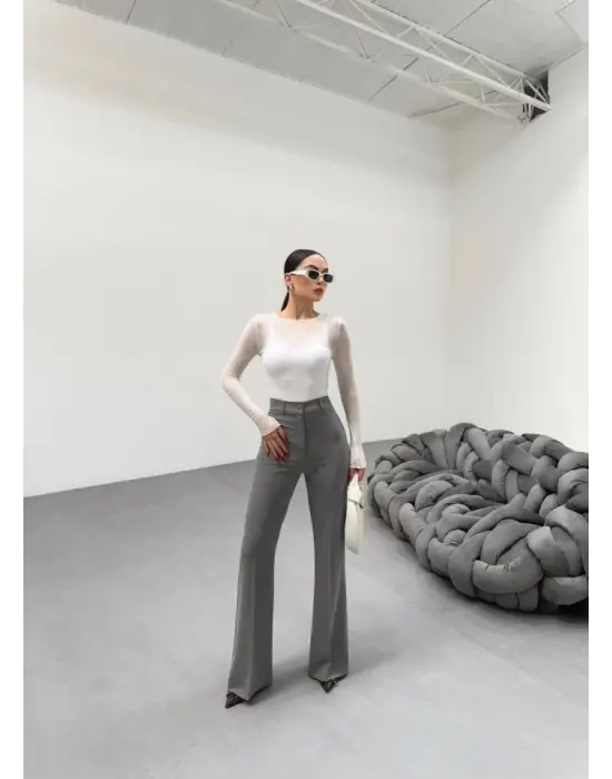 Omarı Esnek Viskon Ispanyol Paça Pantolon