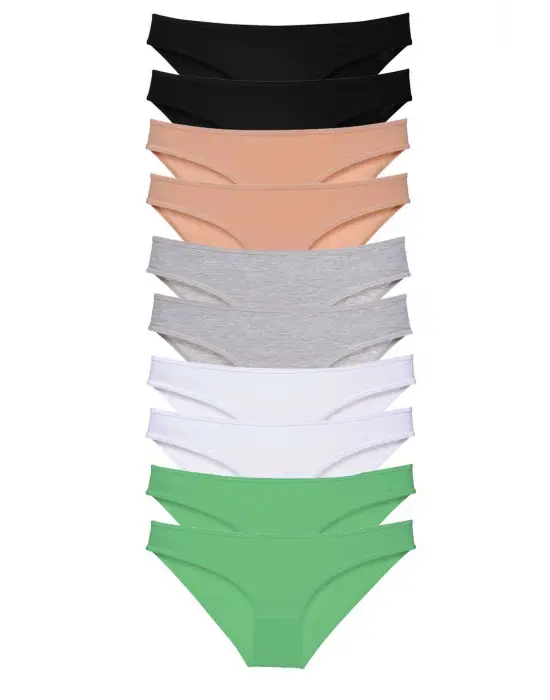 Omarı Süper Eko Kadın Slip Külot Seti Siyah Ten Gri Beyaz Yeşil