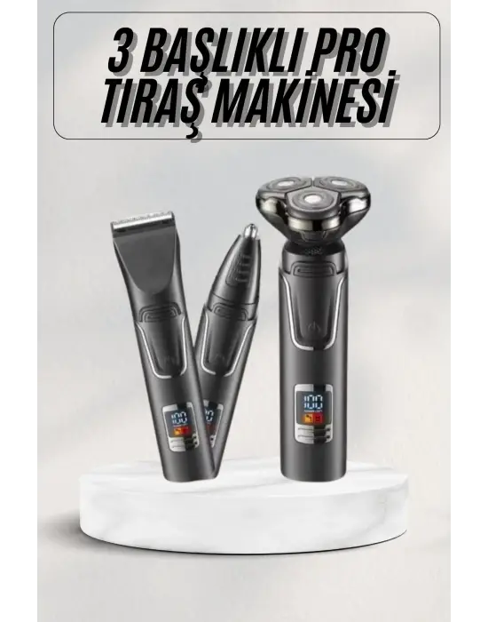 Yüksek Performanslı 3 Başlıklı Profesyonel Şarjlı Islak Ve Kuru Kullanıma Uygun