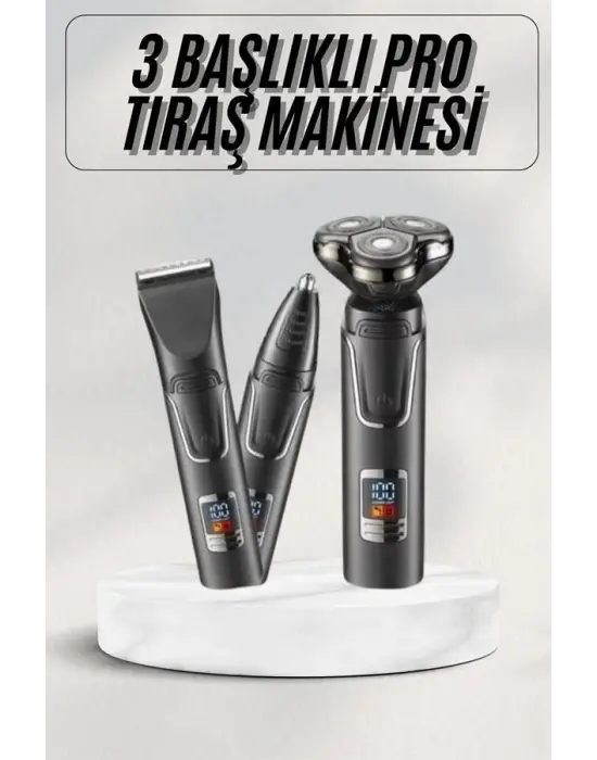 Yüksek Performanslı 3 Başlıklı Profesyonel Şarjlı Islak Ve Kuru Kullanıma Uygun