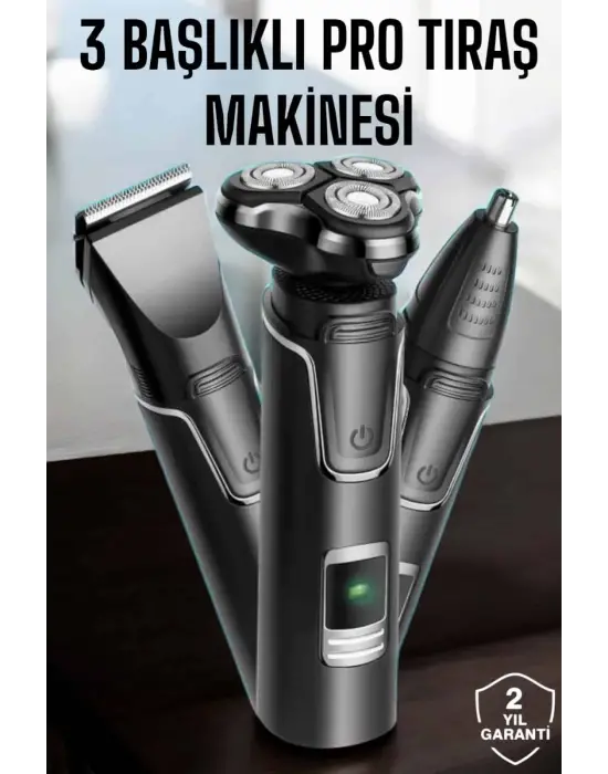 Yüksek Performanslı 3 Başlıklı Profesyonel Tıraş Makinesi