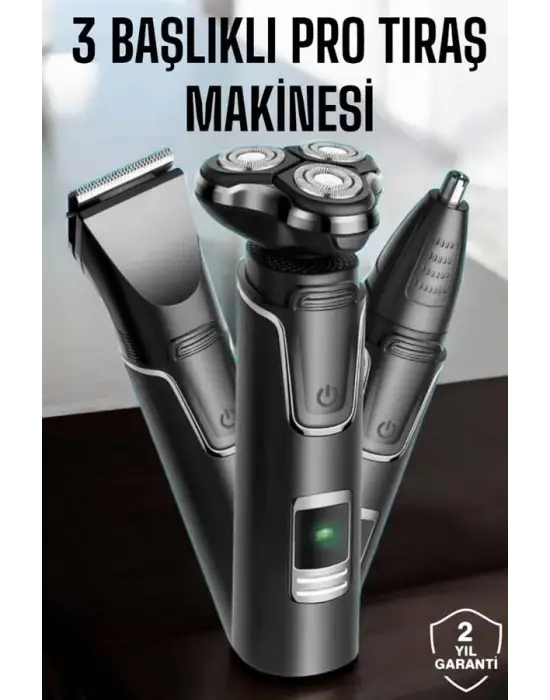 Yüksek Performanslı 3 Başlıklı Profesyonel Tıraş Makinesi