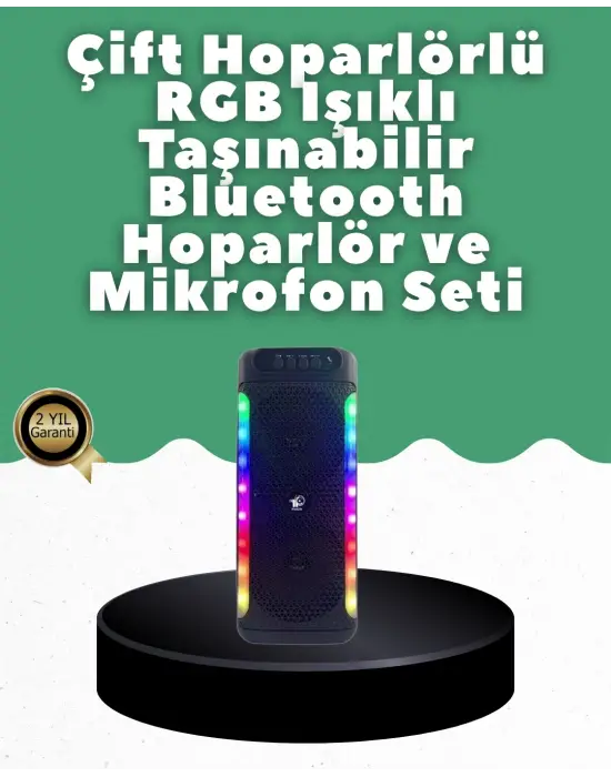 Yüksek Ses Güçlü Kablosuz Hoparlör  Karaoke Mikrofonlu