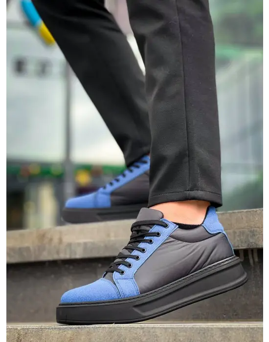 Omarı Siyah Mavi Yüksek Taban Günlük Spor Ayakkabı