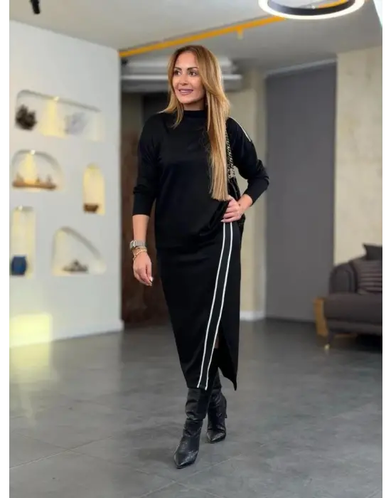 Yüksek Yakalı Kadın İki İplik İki Parça Takım