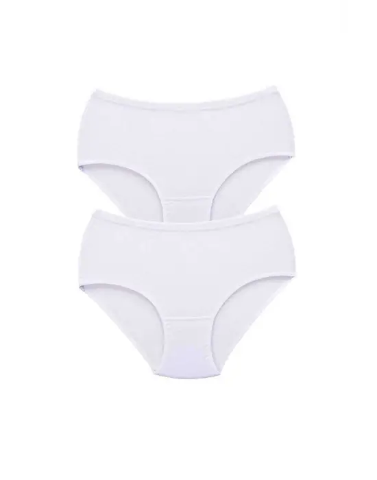 Omarı Yüksek Bel Kalın Lastik Beyaz Külot Seti