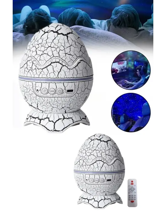 Yumurta Görünümlü Masa Ve Gece Lambası Renk Değiştirebilen Projektör