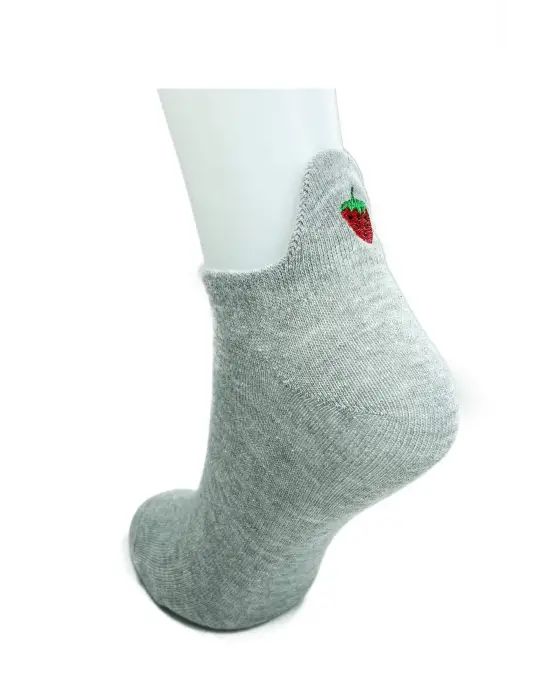 Omarı Çilek Nakış Baskılı Yumuşak Kadın Bilek Çorabı