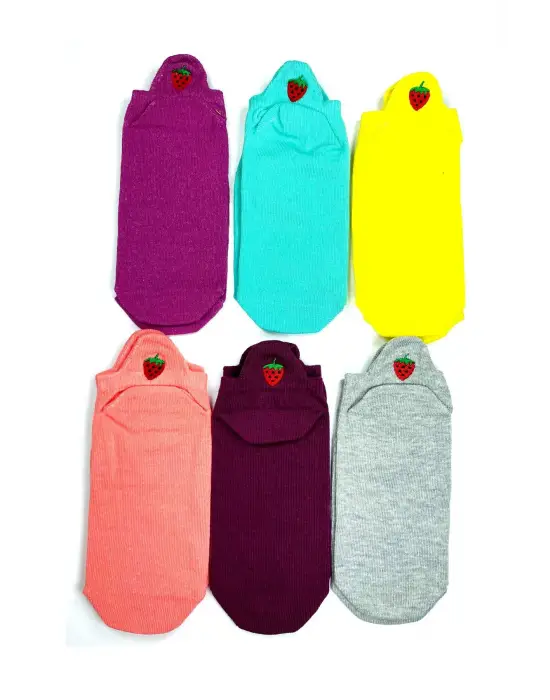 Omarı Çilek Nakış Baskılı Yumuşak Kadın Bilek Çorabı