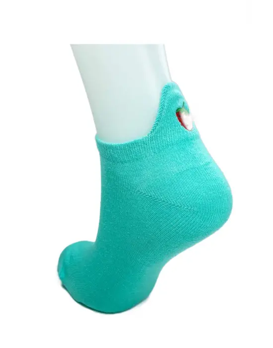 Omarı Çilek Nakış Baskılı Yumuşak Kadın Bilek Çorabı