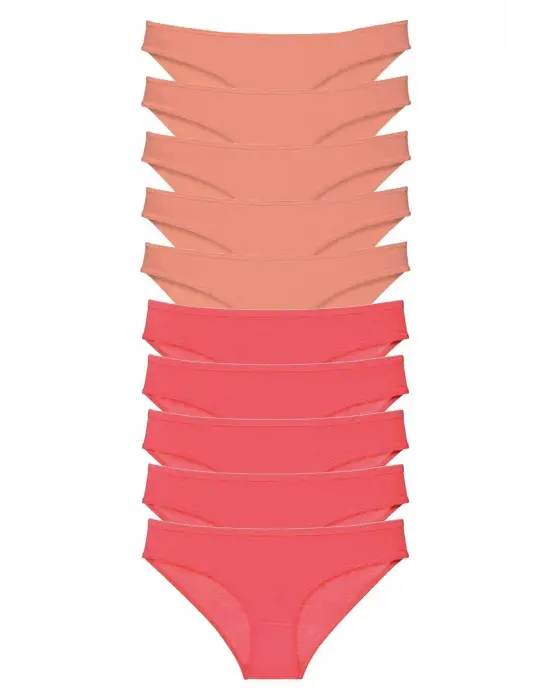 Omarı Yumuşak Likralı Kadın Slip Külot Seti - Pudra Fuşya