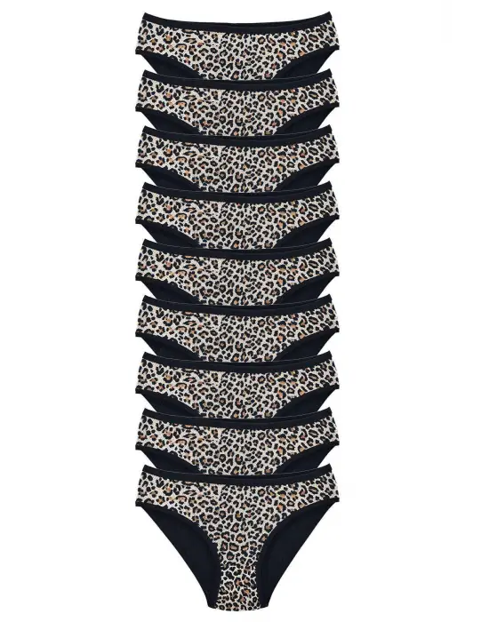 Omarı Rahat ve Şık Leopar Desenli Kadın Slip Külot
