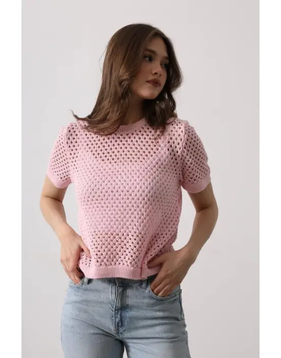 Omarı Pembe Kadın Triko