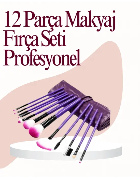 Yumuşak Fiber Kıllardan Oluşan 12li Makyaj Fırçası Seti Göz Farı Allık Ve Kontür İçin