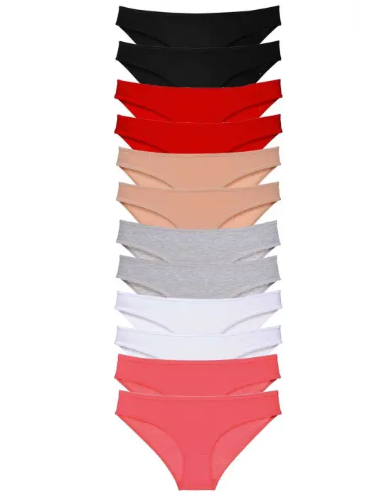 Omarı Likralı Kadın Slip Külot Set - 12 Adet Süper Eko Set