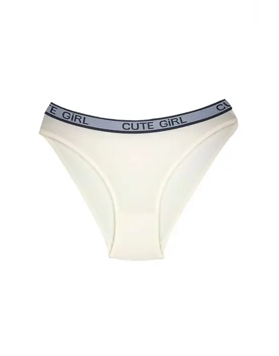 Omarı Kalın Lastikli Yazılı Pamuklu Kadın Slip Külot