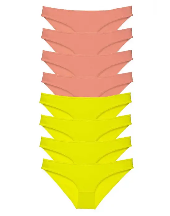 Omarı Sarı Pudra Renkli Kadın Slip Külot Seti