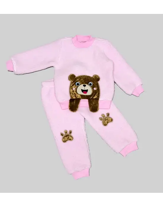 Omarı Yenidoğan ve Bebekler İçin Rahat Kuzu Desenli Sweatshirt ve Pantolon Takımı