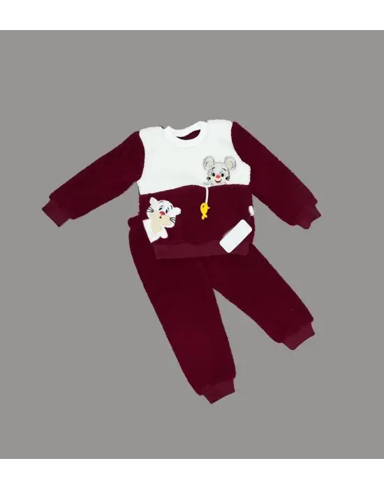 Omarı Sevimli Balık Nakışlı Kuzu Kumaş Sweat Pantolon Takımı