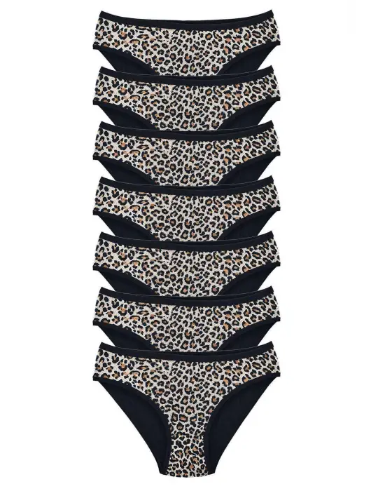 Omarı Yumuşak Dokulu Leopar Desenli Kadın Slip Külot