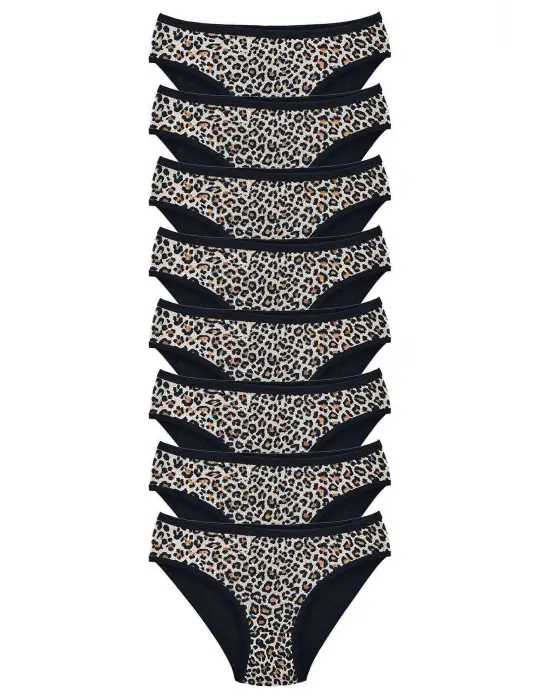 Omarı Yumuşak Dokulu Leopar Desenli Kadın Slip Külot