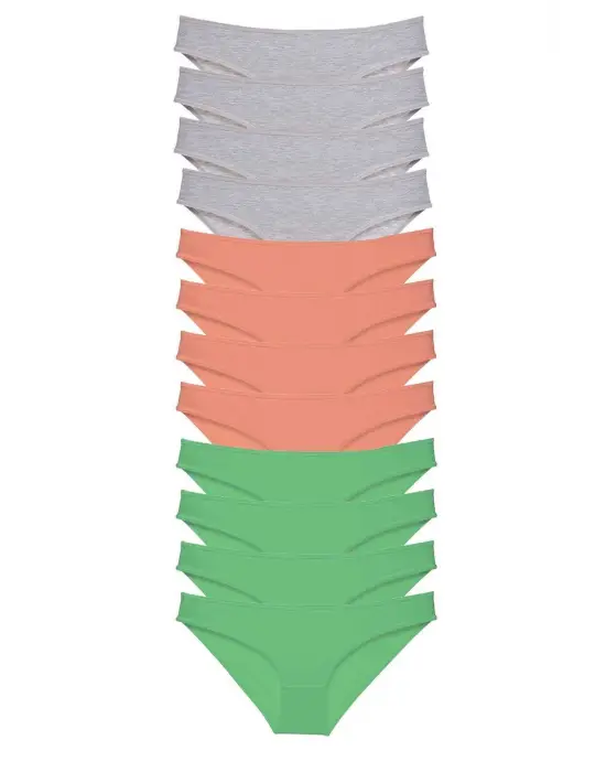 Omarı Hızlı Kuruyan Likralı Kadın Slip Külot Seti Gri Pudra Yeşil