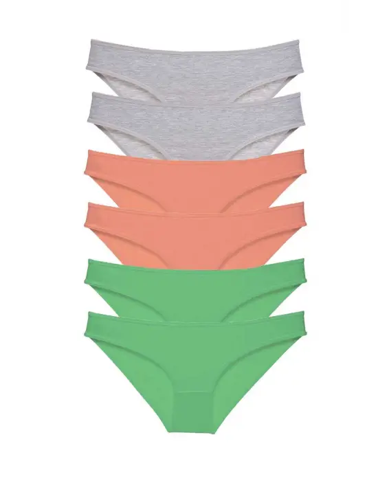 Omarı Likralı Kadın Slip Külot Seti Gri Pudra Yeşil