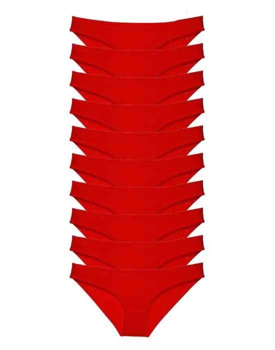 Omarı Yumuşak Likralı Kırmızı Kadın Slip Külot Seti