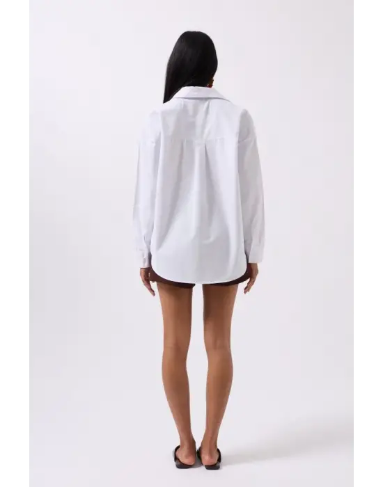 Omarı Kadın Kısa Kollu Pamuklu Basic Gömlek