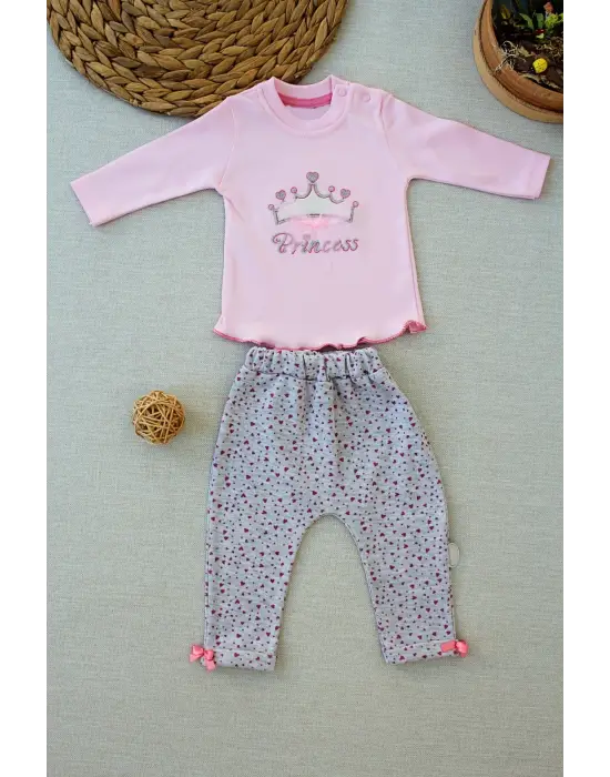 Omarı Yıldız Nakışlı Erkek Bebek Takımı - Pembe