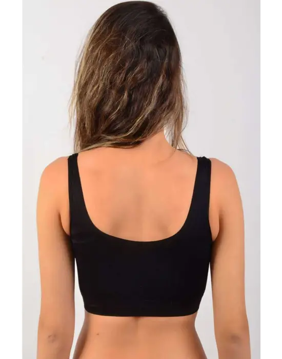 Omarı Sünger Destekli Siyah Kadın Büstiyer - Rahatlık ve Şıklık Bir Arada