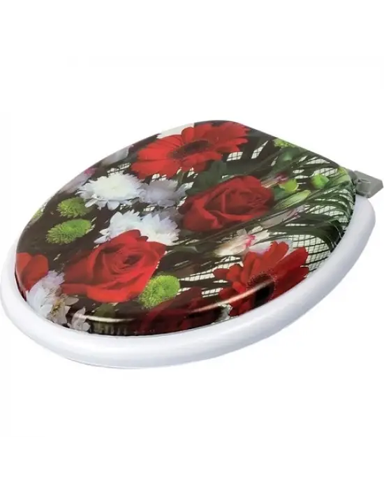 Omarı Yumuşak Süngerli Desenli Klozet Kapağı