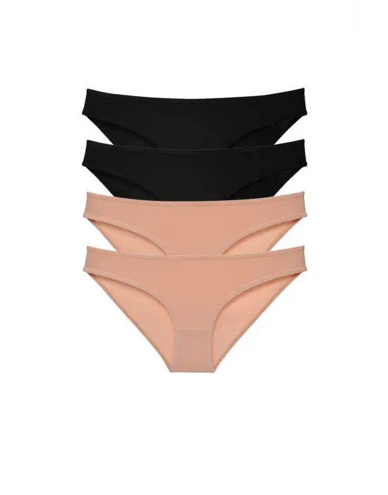 Omarı Süper Eko Set Likralı Kadın Slip Külot - Siyah Ten