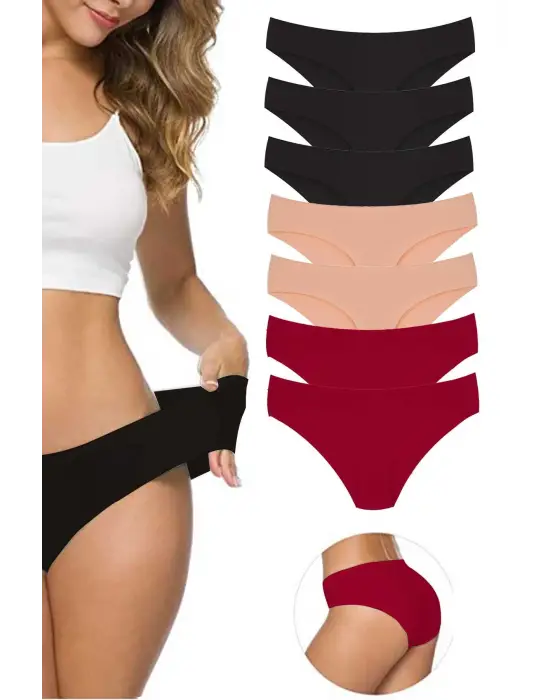 Omarı Esnek ve İz Yapmayan Kadın Dikişsiz Külot Seti