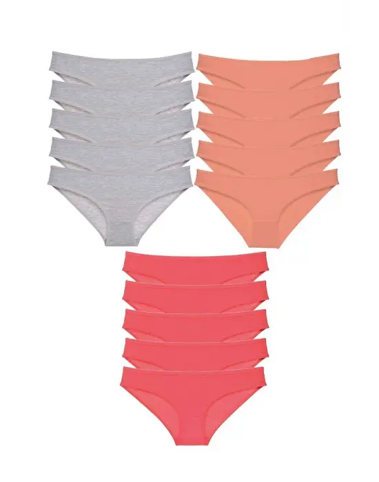 Omarı Süper Eko Set Likralı Kadın Slip Külot Gri Pudra Fuşya