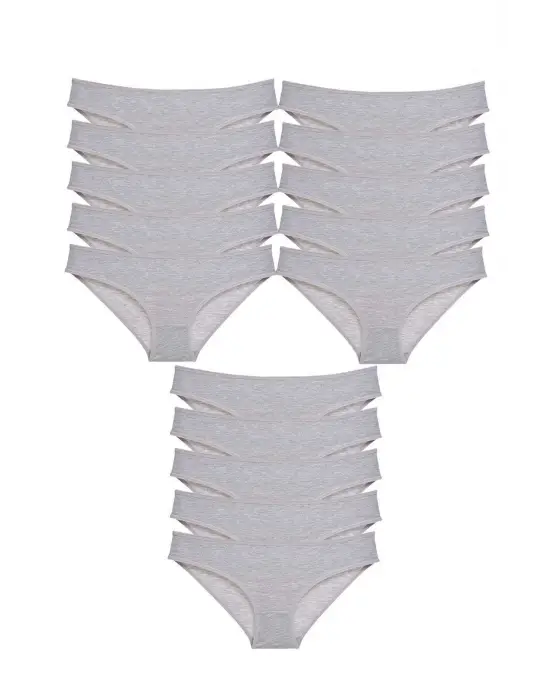 Omarı Yumuşak ve Esnek Gri Kadın Slip Külot Seti