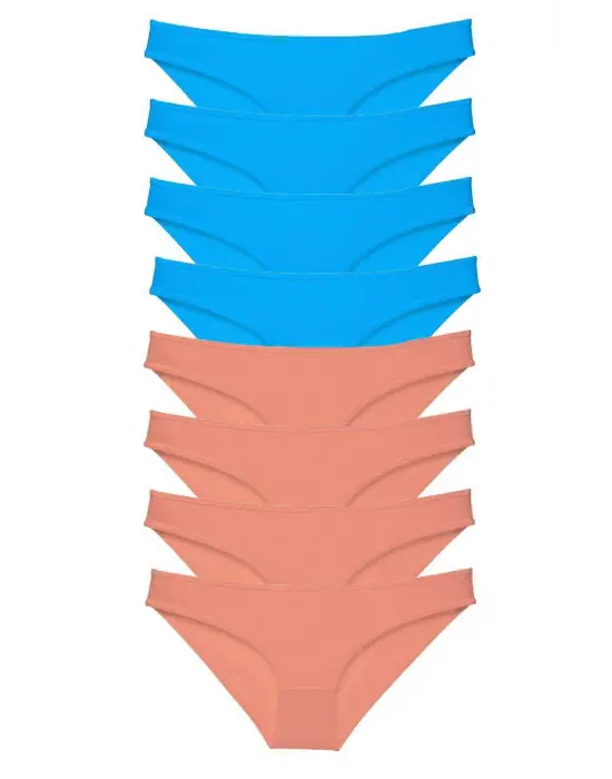 Omarı Süper Eko Set Likralı Kadın Slip Külot Pudra ve Mavi