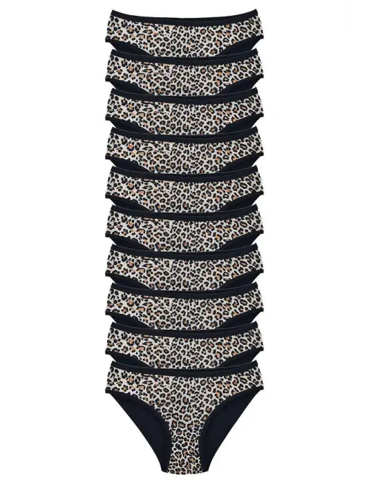 Omarı Yumuşak ve Şık Leopar Desenli Kadın Slip Külot Seti