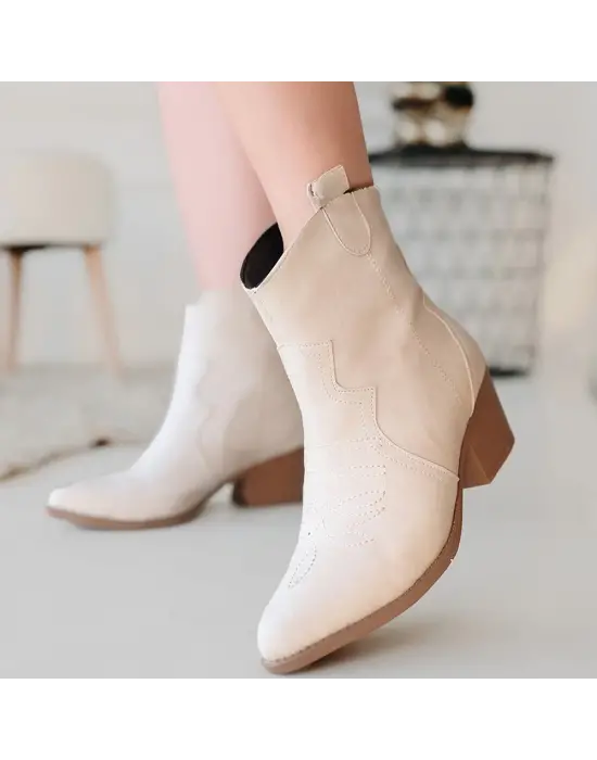 Omarı Şık ve Rahat Bej Topuklu Bot