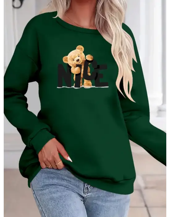 Omarı Viskon Uzun Kollu Bisiklet Yaka Bluz