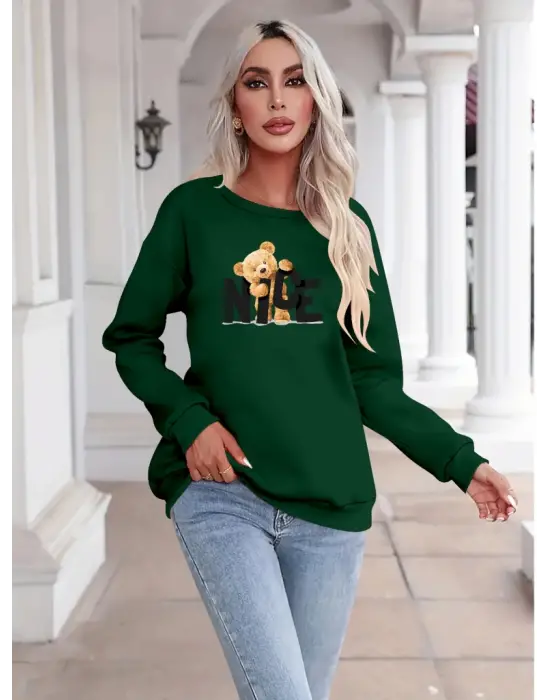 Omarı Viskon Uzun Kollu Bisiklet Yaka Bluz