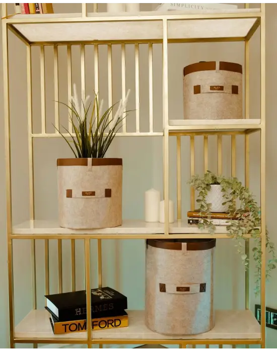 Omarı Deri Şeritli Yuvarlak Organizer Kutu