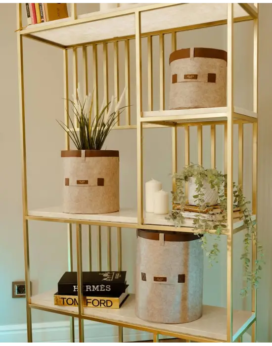 Omarı Deri Şeritli Yuvarlak Organizer Kutu