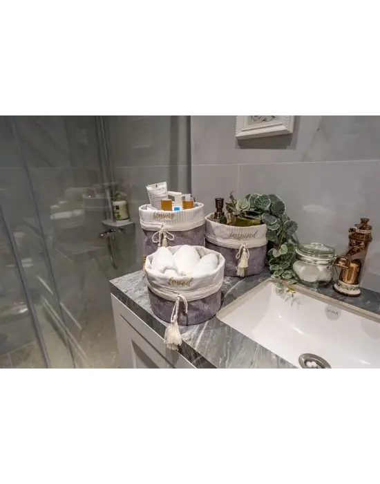 Omarı Yuvarlak Katlanabilir Organizer Kutu Keçe Sepet - Çok Amaçlı ve Mega Boyutlu